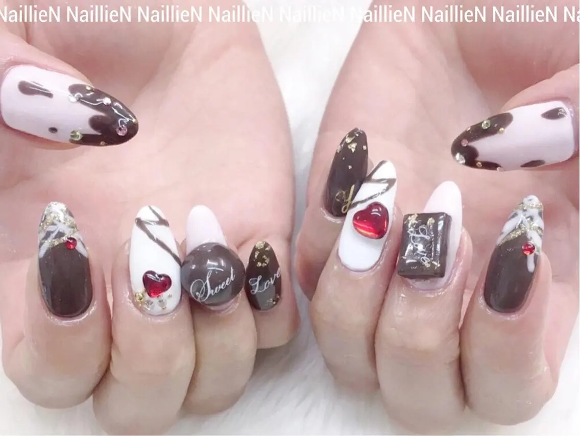 ネイル バレンタイン ハンドネイル Nail lieNのネイルデザイン
