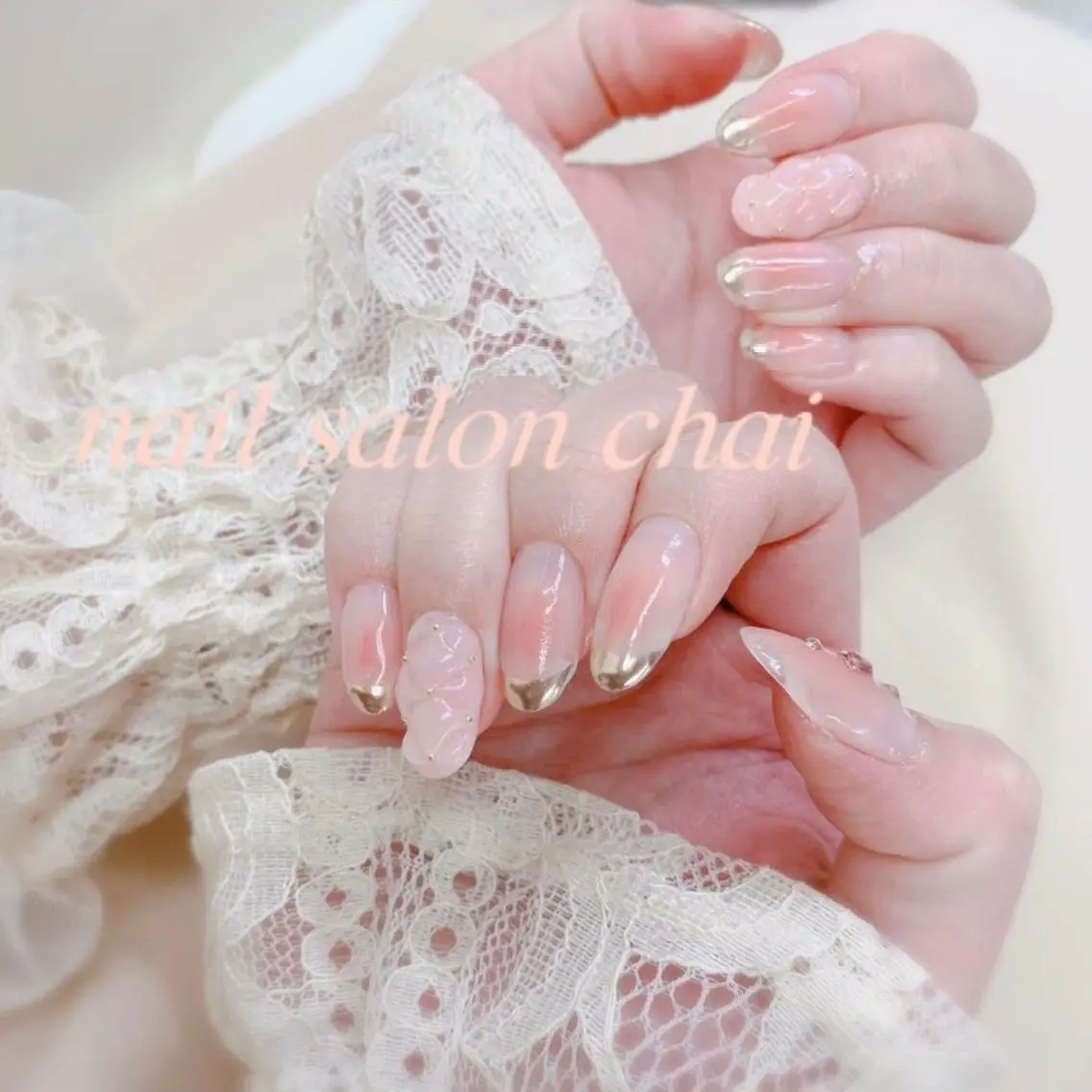 ネイル チークネイル フレンチネイル ミラーネイル ワンホンネイル nail salon chai 上本町のネイルデザイン