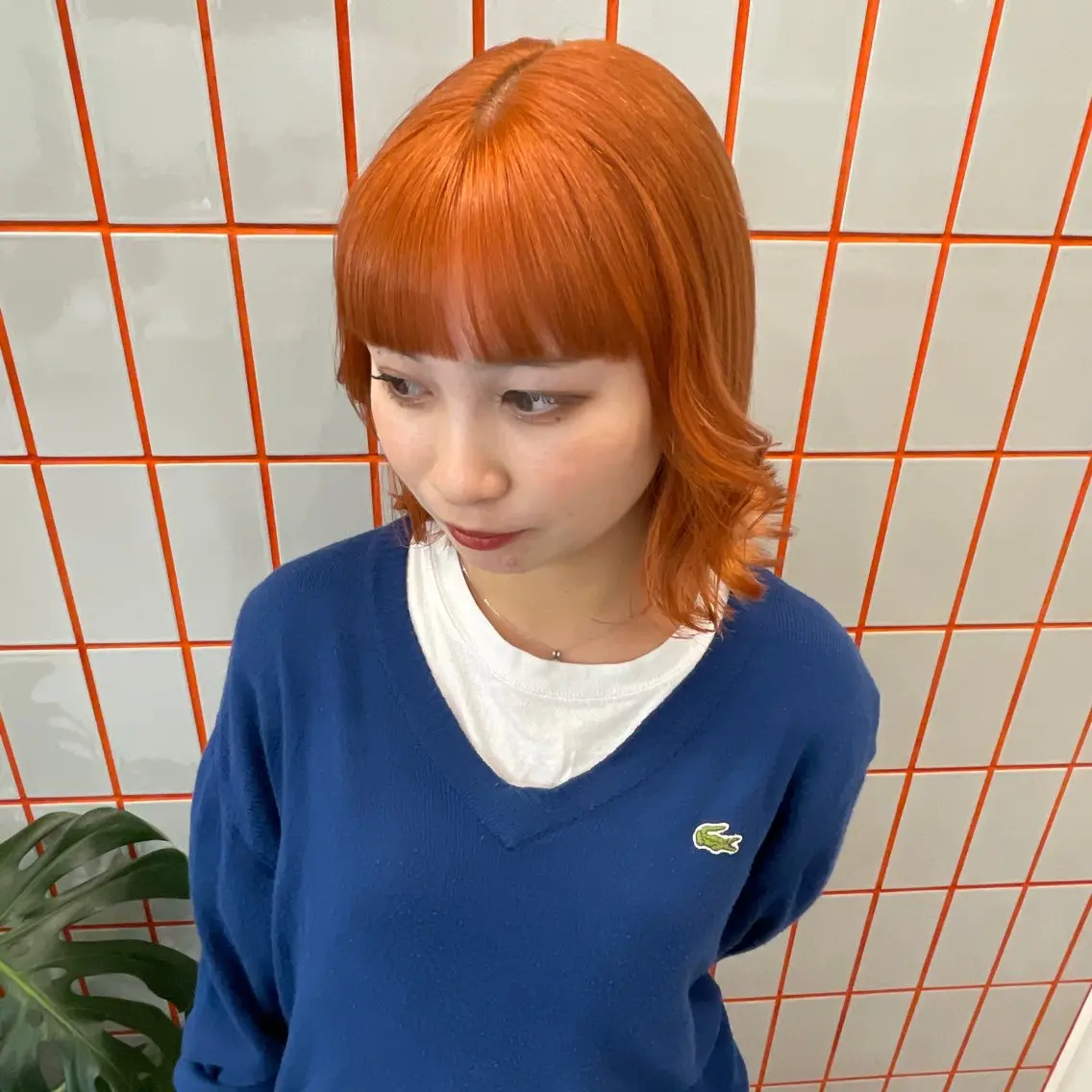 ミディアム カラー ブリーチ ブラウンカラー オレンジ オレンジブラウン ヘアカラー グレージュ/ベージュ 🎀momo🎀のヘアスタイル