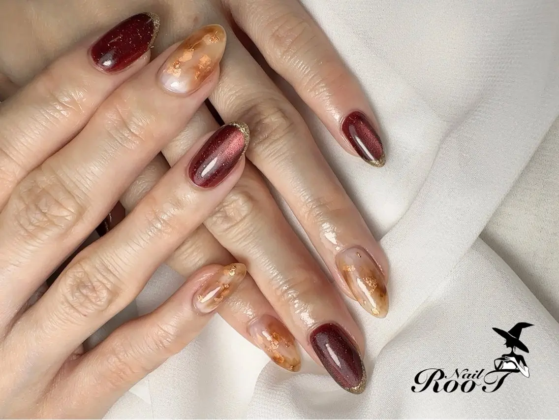ネイル マグネットネイル ニュアンスネイル ハンドネイル RooT Nailのネイルデザイン