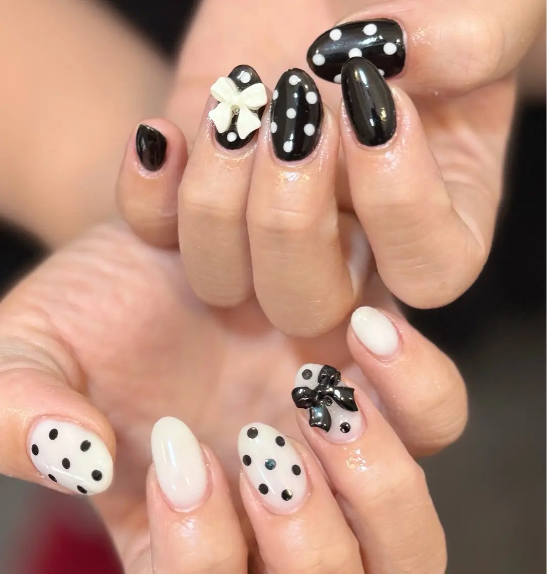 ネイル ドット メンズネイル リボン ハンドネイル MIMnail メンズネイリストのネイルデザイン