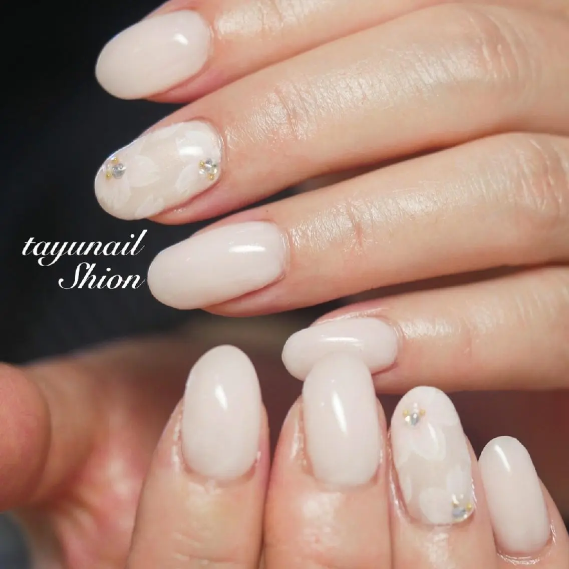ネイル ブルー 桜ネイル ジェルネイル ロングネイル パラジェル ネイルサロン 【たゆnail】のネイルデザイン