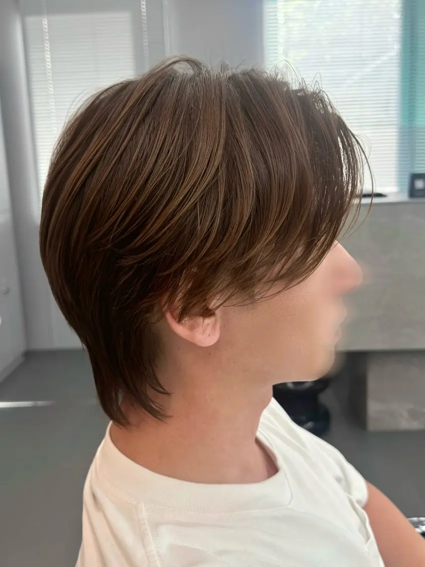 カラー パーマ メンズ センターパート ダウンパーマ カルマパーマ メンズ韓国風 メンズパーマ カット ヘアカラー パーマ Ayuki /福岡/メンズカットのヘアスタイル