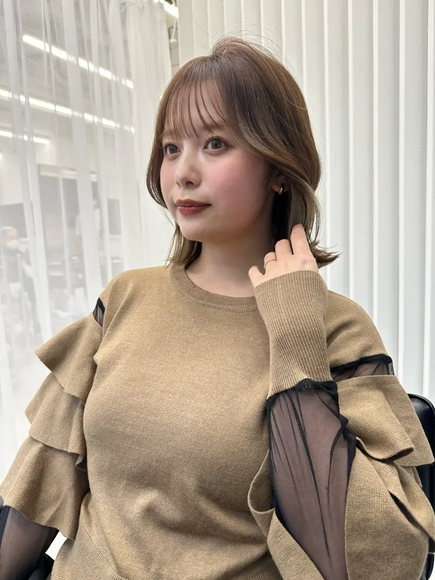 ミディアム 前髪顔まわりカット 🌈中村海聖のヘアスタイル