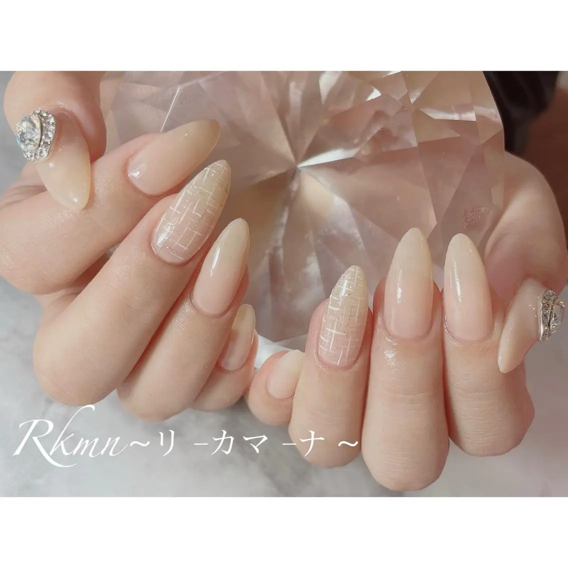 ネイル アートネイル シンプルネイル 春ネイル ツイードネイル ハンドネイル フットネイル ハンドケア Rkmn ~リ-カマ-ナ~のネイルデザイン