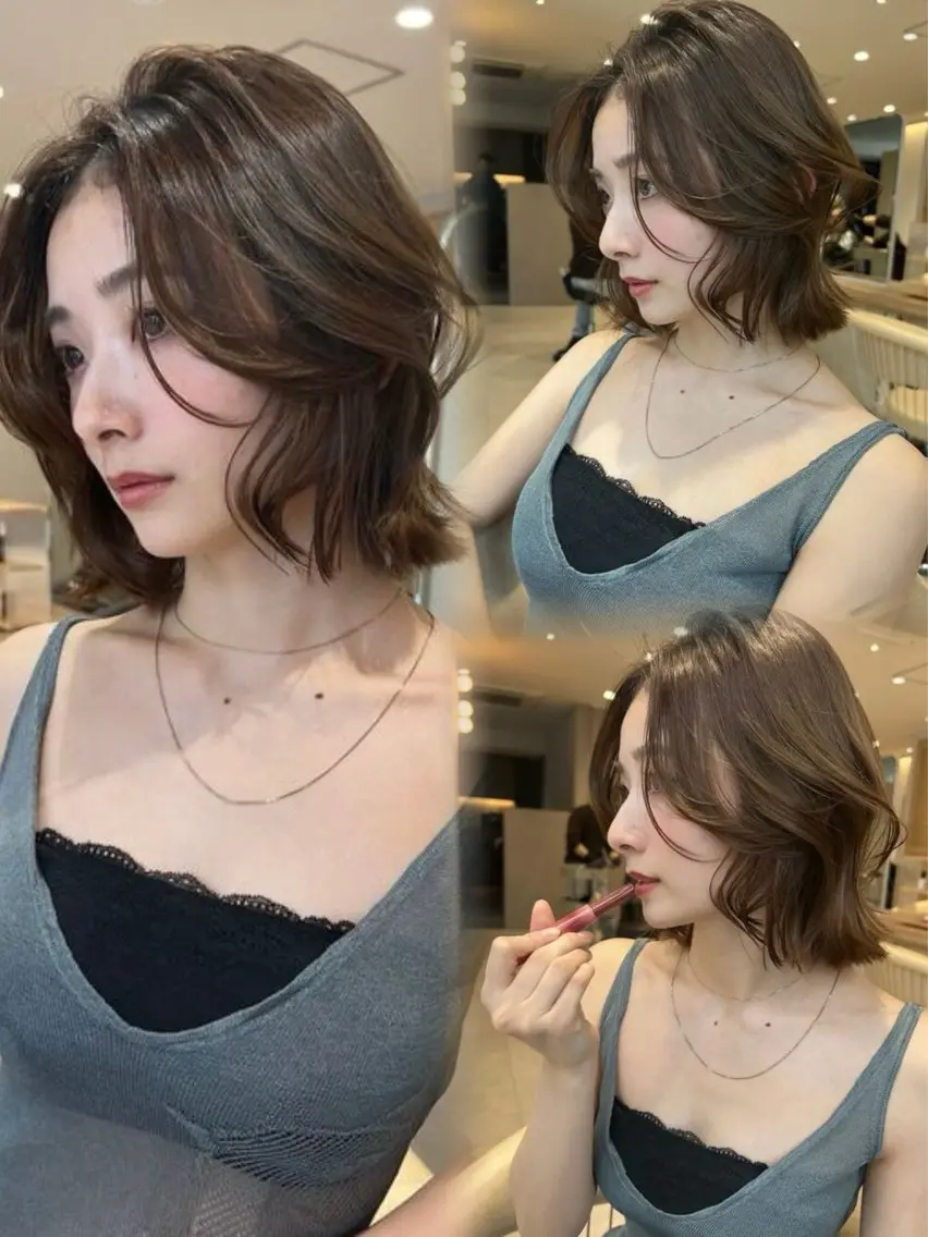 ミディアム カラー ミディアムレイヤー 顔まわりレイヤー 髪質改善 韓国風ヘア レイヤーカット カット ヘアカラー トリートメント Zina福岡天神🪞 髪質改善🪞レイヤーのヘアスタイル