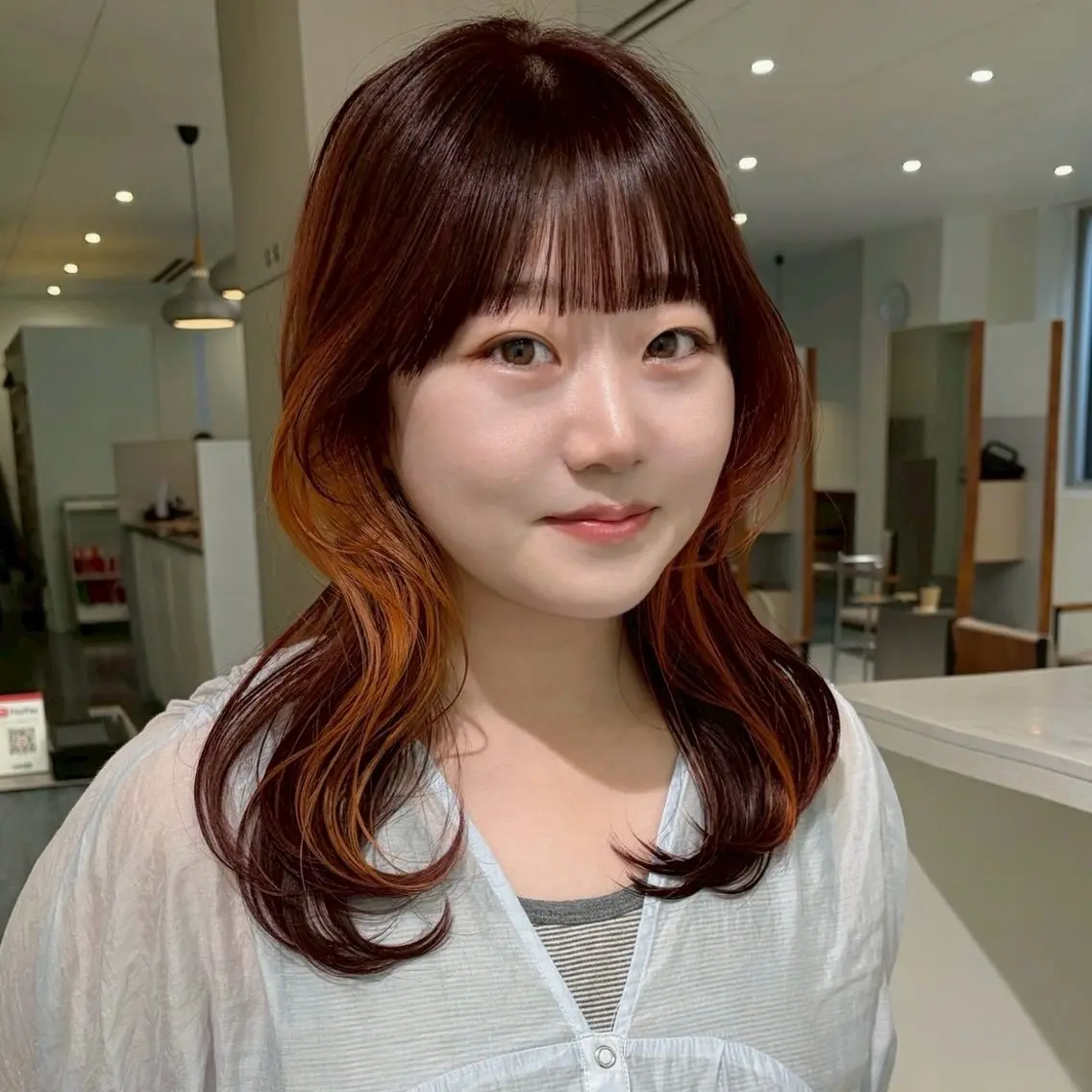 ミディアム カラー ヘアカラー トリートメント あやか🩰 カラーモデル/栄のヘアスタイル
