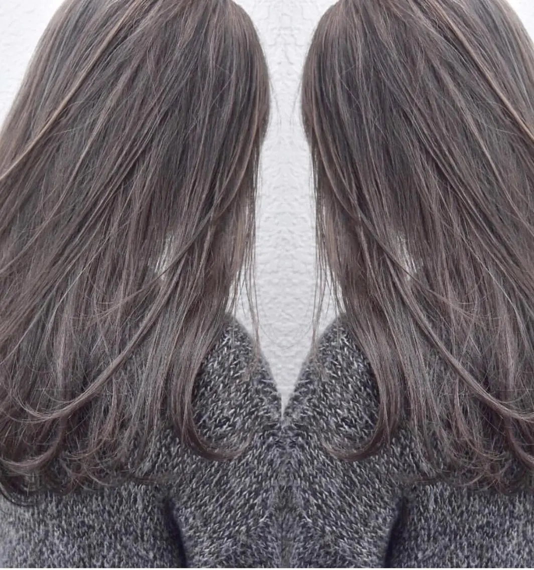 ロング カラー パーマ チビ編み込みエクステ シールEXどぅ〜すのヘアスタイル