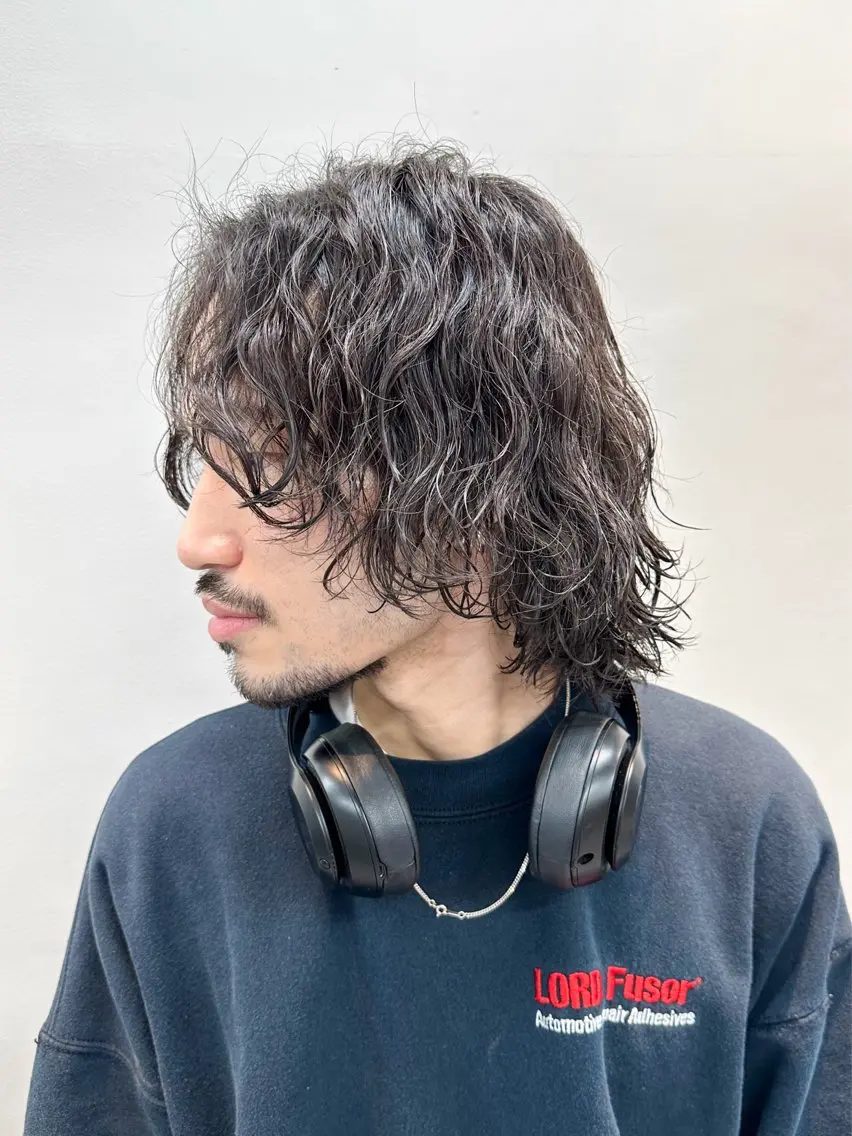 ミディアム パーマ メンズ メンズパーマ メンズ特化ryoのヘアスタイル