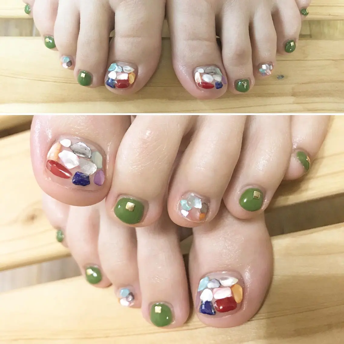 ネイル フットネイル シンプルネイル 春ネイル ストーンネイル 夏ネイル nail fufla ♡yamane♡のネイルデザイン
