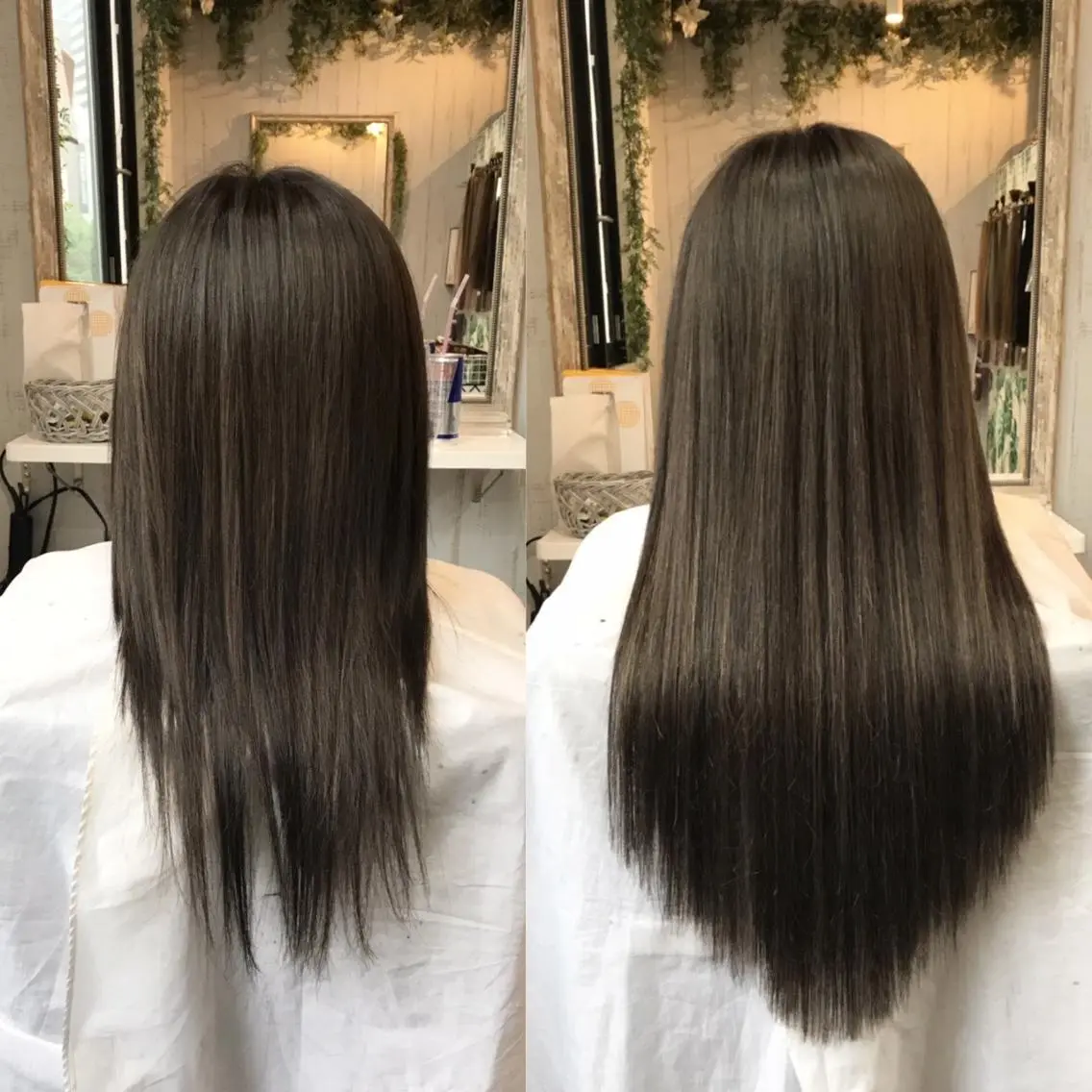 ロング カラー 大阪レミーエクステ チビ編み込みのヘアスタイル