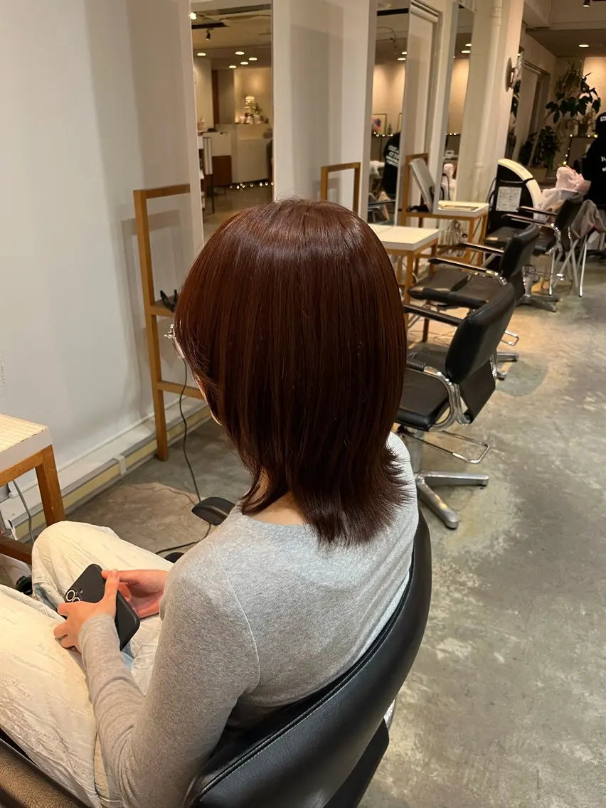 ミディアム カラー ヘアカラー 栗林 惟のヘアスタイル