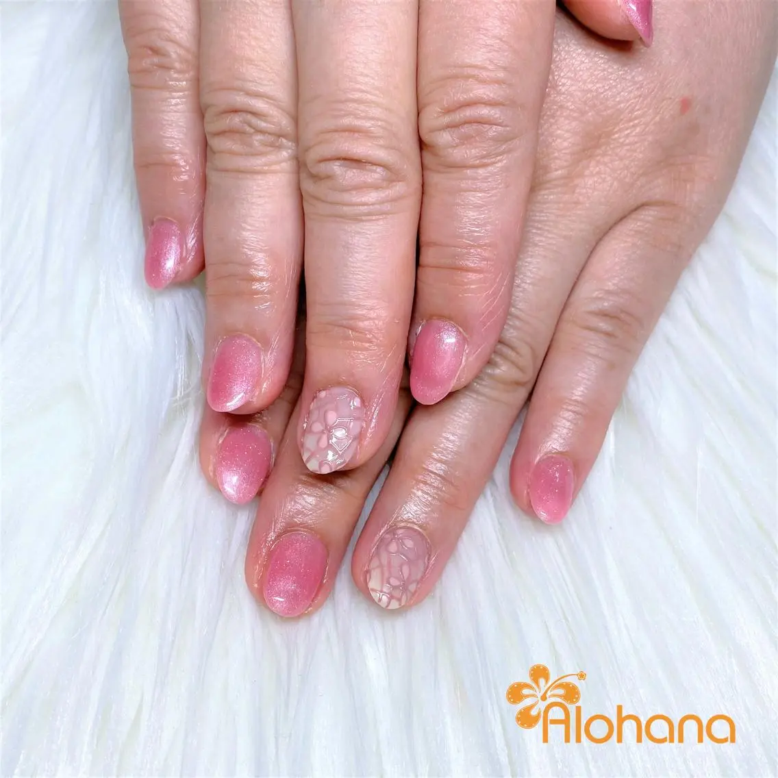 ネイル フラワーネイル レース ハンドネイル Alohana Minaのネイルデザイン