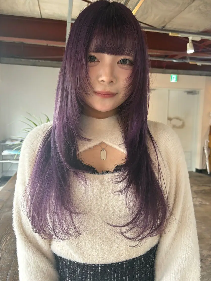 ロング カラー カット ヘアカラー トリートメント 小顔垢抜けレイヤー/ ハイトーン/YUTOのヘアスタイル