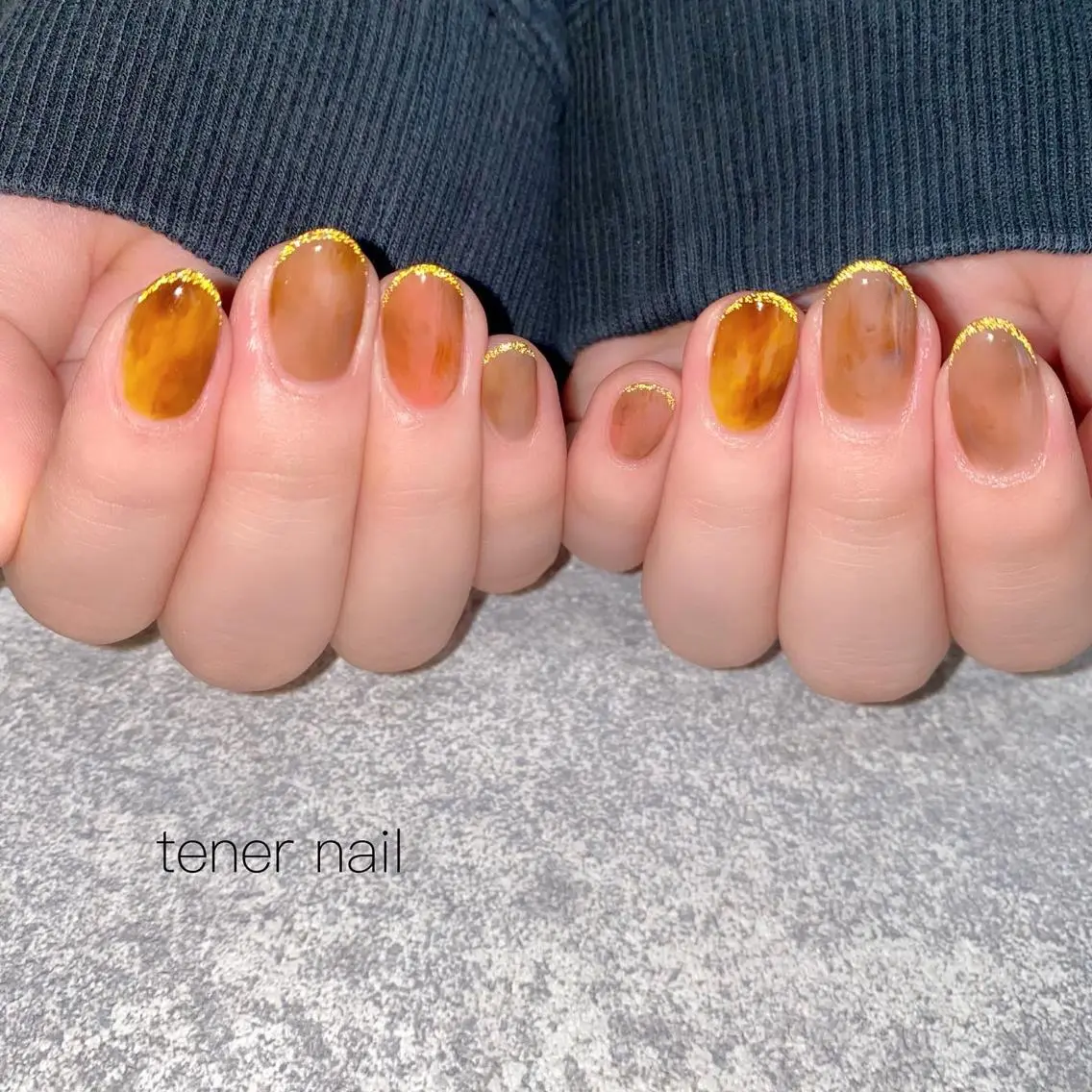 ネイル べっ甲ネイル フラッシュネイル フレンチネイル テネルネイル tener nailのネイルデザイン