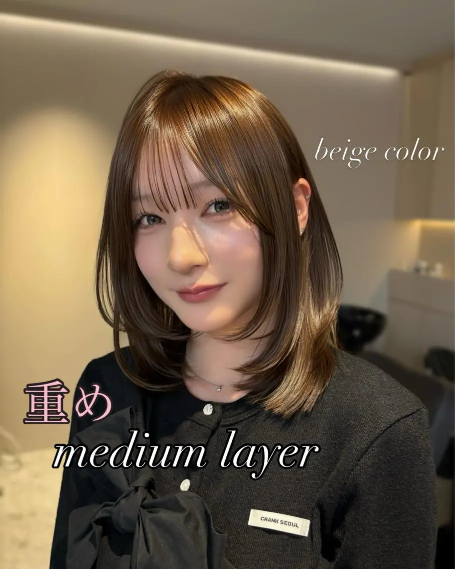 ミディアム カラー カット ヘアカラー トリートメント ヘッドスパ ヘアセット 似合わせボブ✨️ RIEのヘアスタイル