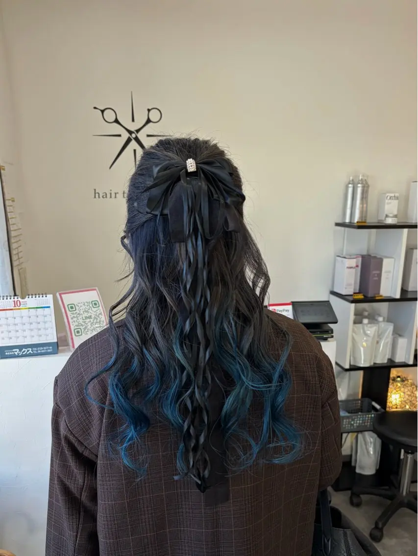 ロング ヘアアレンジ ハーフアップ ヘアセット 郡山/透明感カラー /馬場アンドレアのヘアスタイル