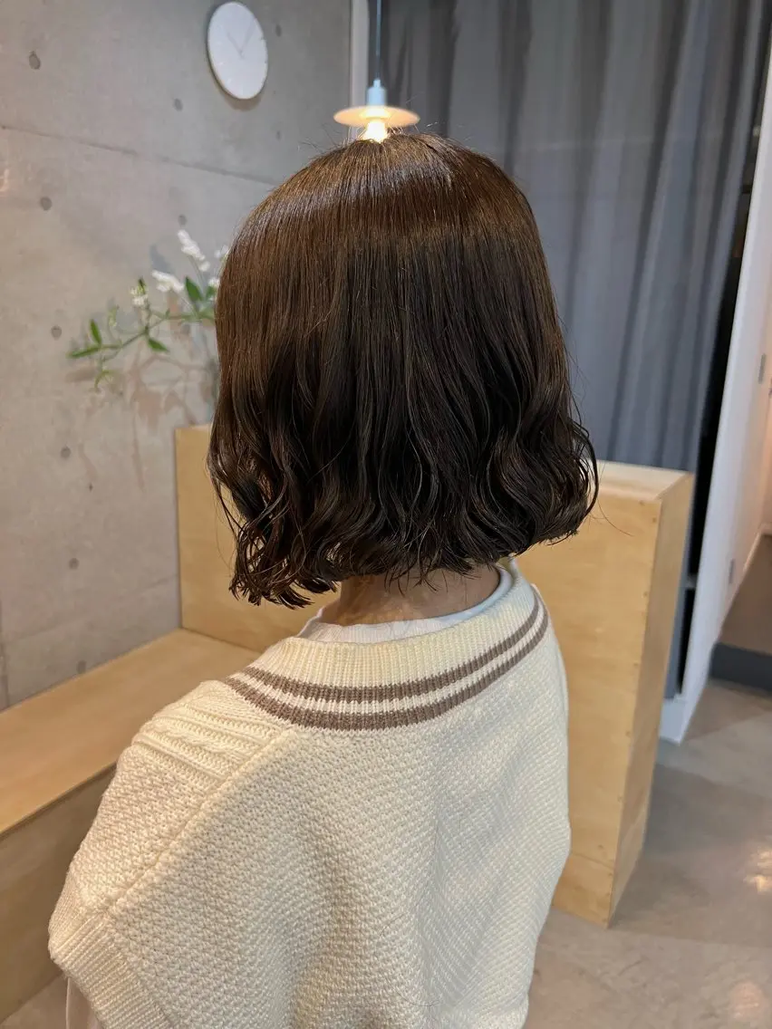 ミディアム カラー パーマ カット ヘアカラー パーマ akane/ボブ /ブラウンベージュのヘアスタイル