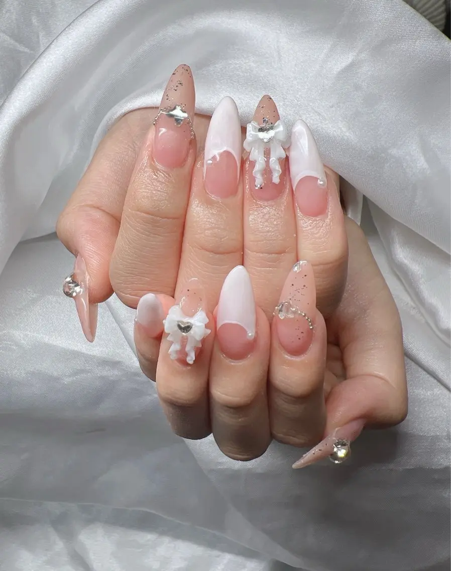 ネイル 長さ出し グラデーション 卒業式 キラキラネイル マグネットネイル ハンドネイル Lee Nailsのネイルデザイン