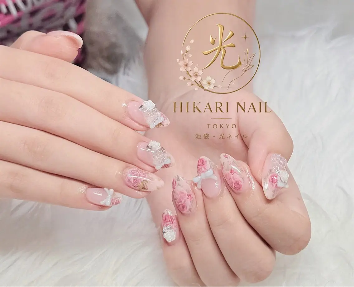 ネイル チークネイル 長さ出し フレンチネイル ガーリー ハロウィン ハンドネイル HikariNail Ikebukuroのネイルデザイン