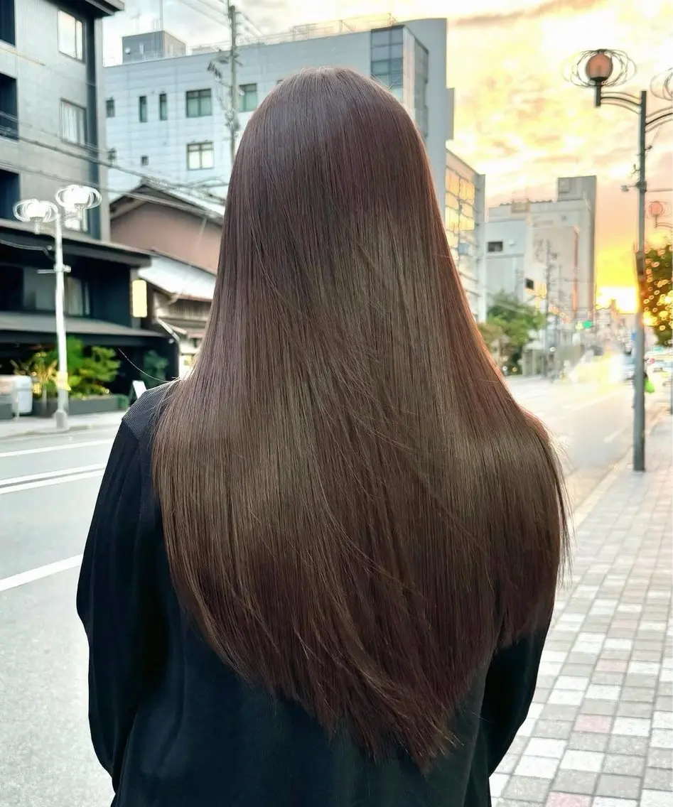 ロング 縮毛/透明感カラー/ レイヤー/森本 那比のヘアスタイル