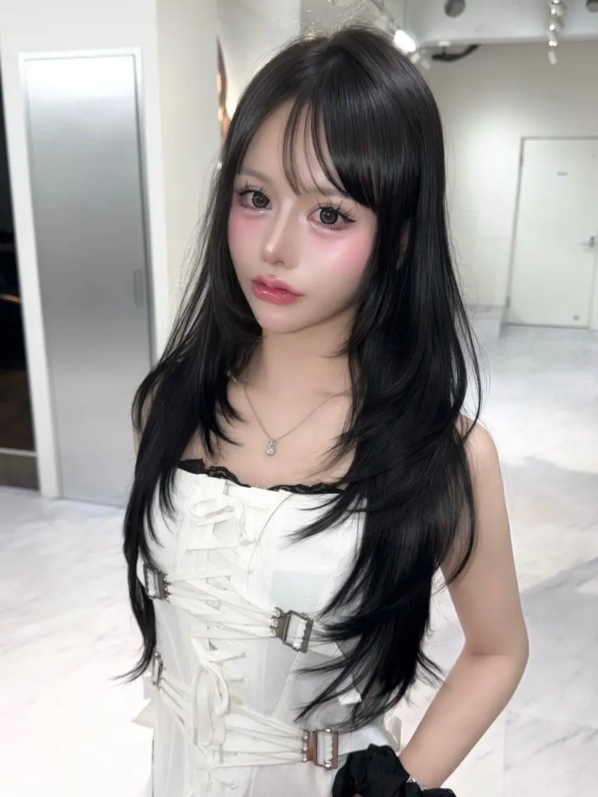 ロング カラー カット ヘアカラー 縮毛矯正 トリートメント 髪質改善/縮毛矯正/ ブリーチなしカラーのヘアスタイル