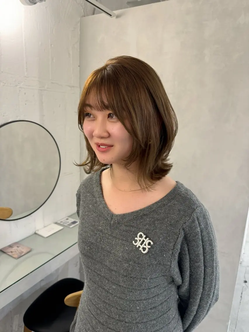 セミロング カット ヘアカラー トリートメント 新宿/顔周りカット +レイヤー=しずく♩のヘアスタイル