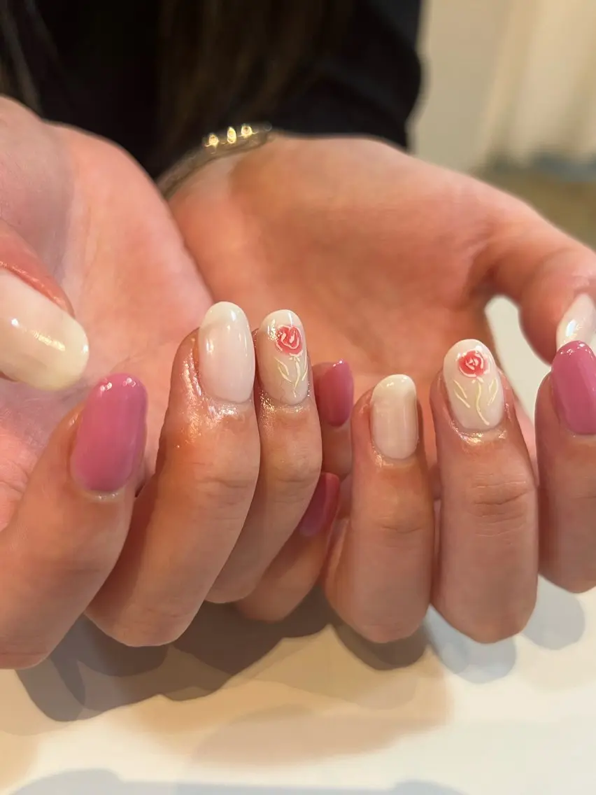 ハンド◉シンプルデザインコース◉アート1~2本入ったコースです【他店オフ・パラジェル込み】の写真