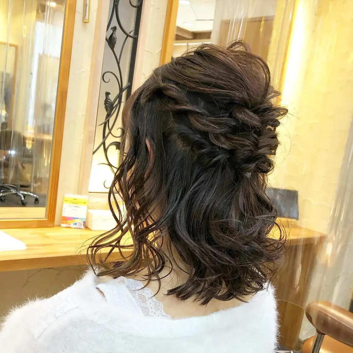 セミロング カラー ヘアアレンジ ハーフアップ ✨🌿大人可愛い愛さ れhair🌿✨松本のヘアスタイル