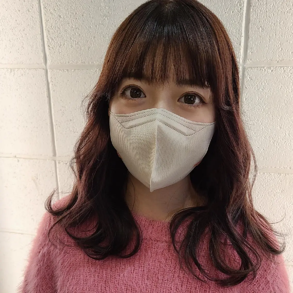 セミロング カラー ブラウンカラー ピンクカラー ピンクブラウン 似合わせカット 西田 理沙のヘアスタイル