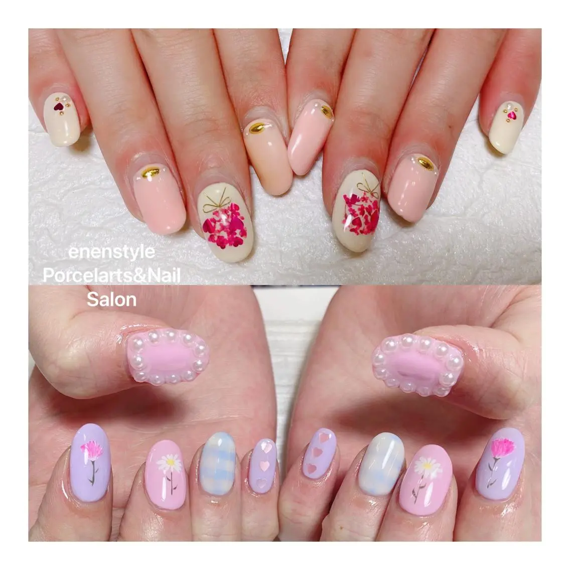 ミディアム ネイル ハンドネイル 🐾enen style 🐾のネイルデザイン