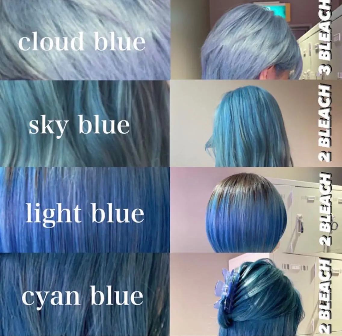 ミディアム カラー パーマ ヘアアレンジ メンズ キッズ ネイル マツエク・マツパ アイブロウ ブルーカラー 眉カラー ブルー 水色 KANAMI 🌏のヘアスタイル