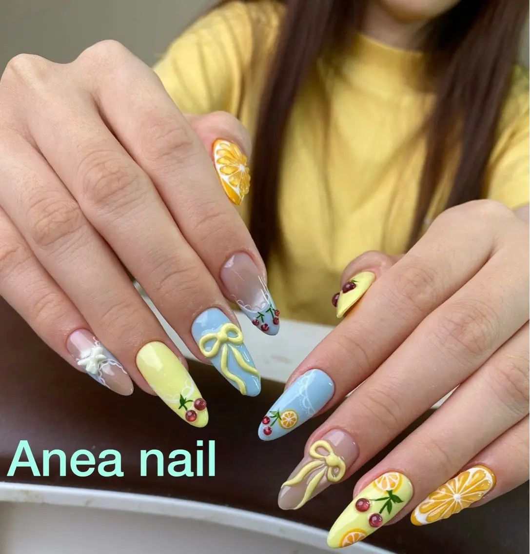 ネイル オレンジ Anea Nailのネイルデザイン
