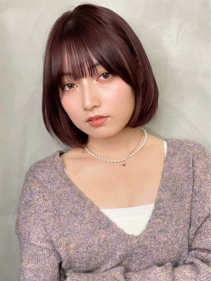 ミディアム カット ヘアカラー くどうももか 浦和　ショート　ボブのヘアスタイル