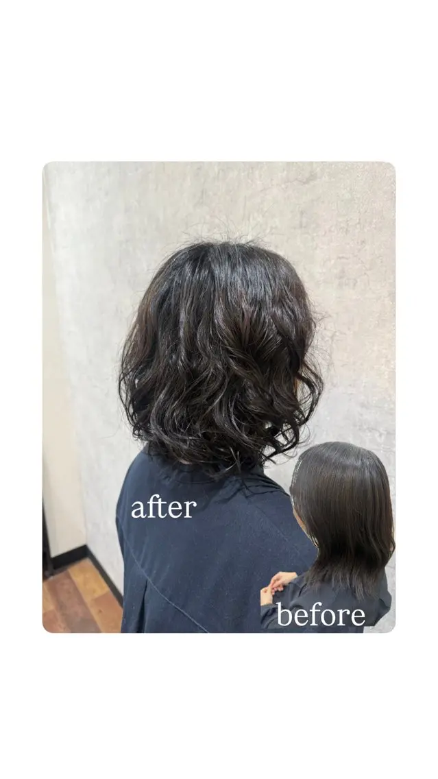 ミディアム パーマ ミディアムパーマ ボブ カット パーマ トリートメント レイヤー/コテパーマ 松本　希愛のヘアスタイル