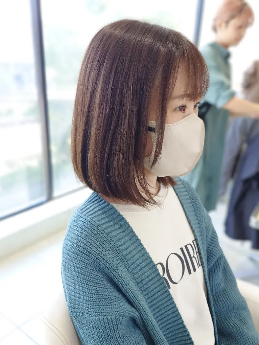 ミディアム カラー カット ヘアカラー ブリーチなしで透明感 カラー松内真太のヘアスタイル