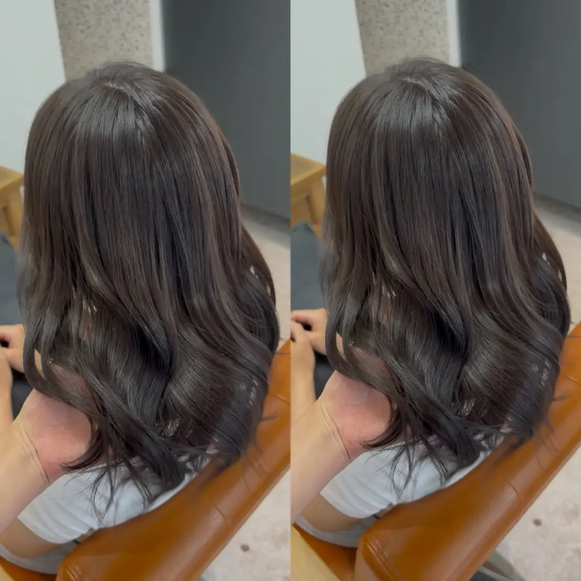 セミロング カラー アッシュ ヘアカラー なんば、心斎橋🍓 ハイトーンnicoのヘアスタイル