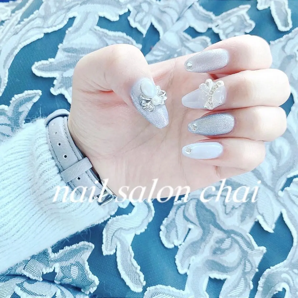 ネイル ブルー nail salon chai 上本町のネイルデザイン