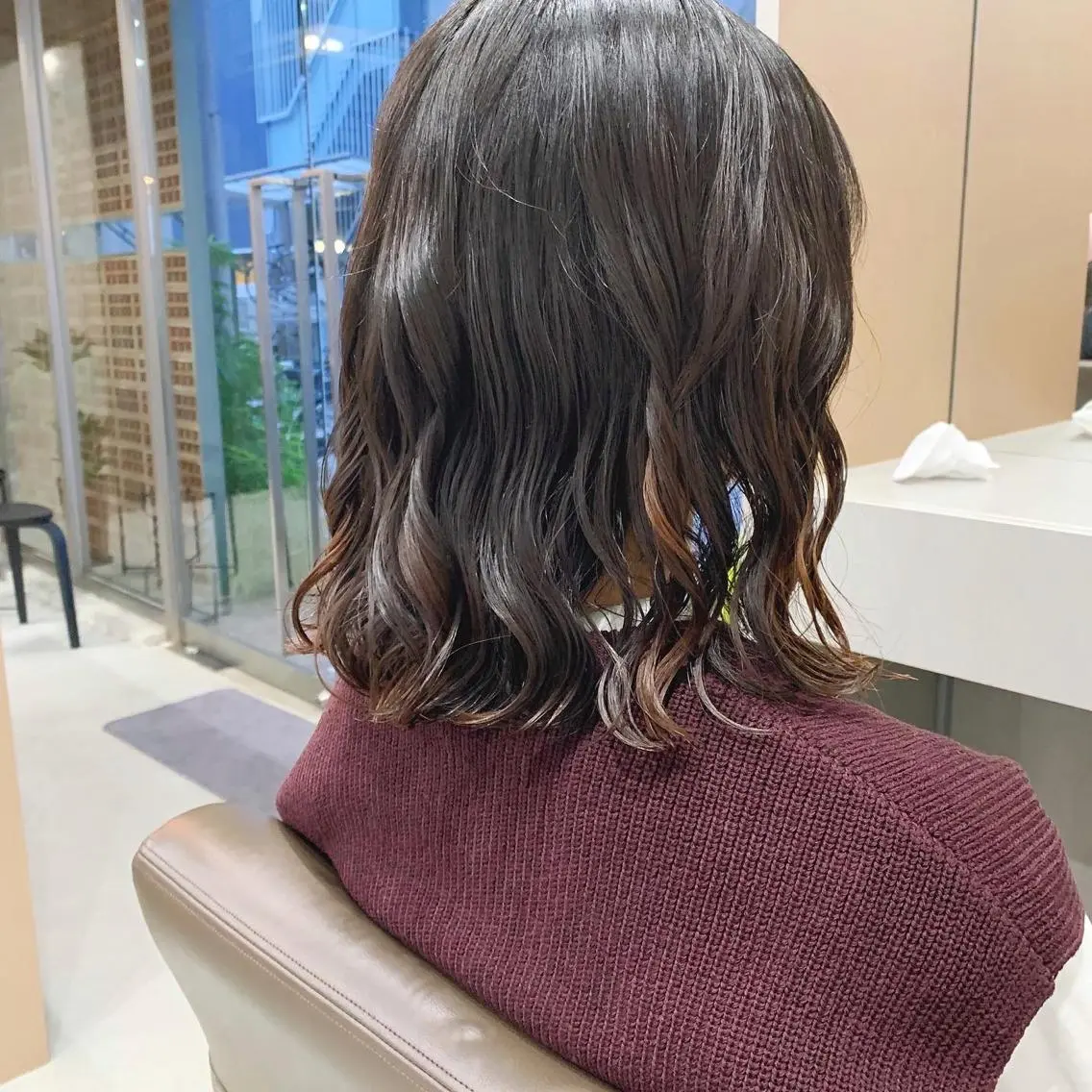 ミディアム パーマ カット パーマ トリートメント ボブパーマコテ巻き風 パーマNo1深江秀平のヘアスタイル