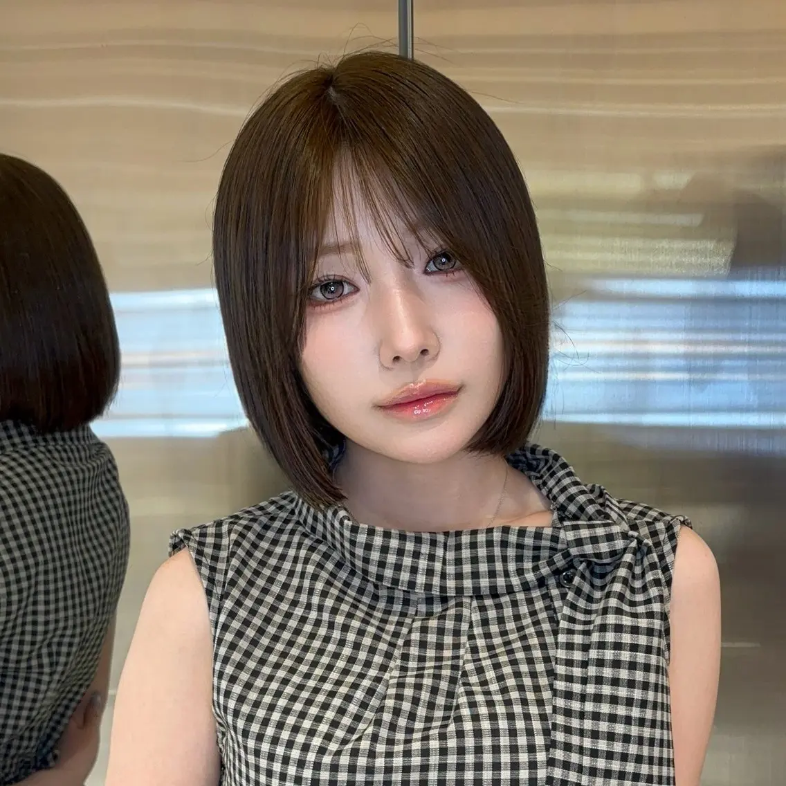 ミディアム カラー ヘアアレンジ ベージュカラー 透明感カラー ボブ 韓国風ヘア ワンホンヘア 韓国ヘア/ レイヤー/Rumiのヘアスタイル
