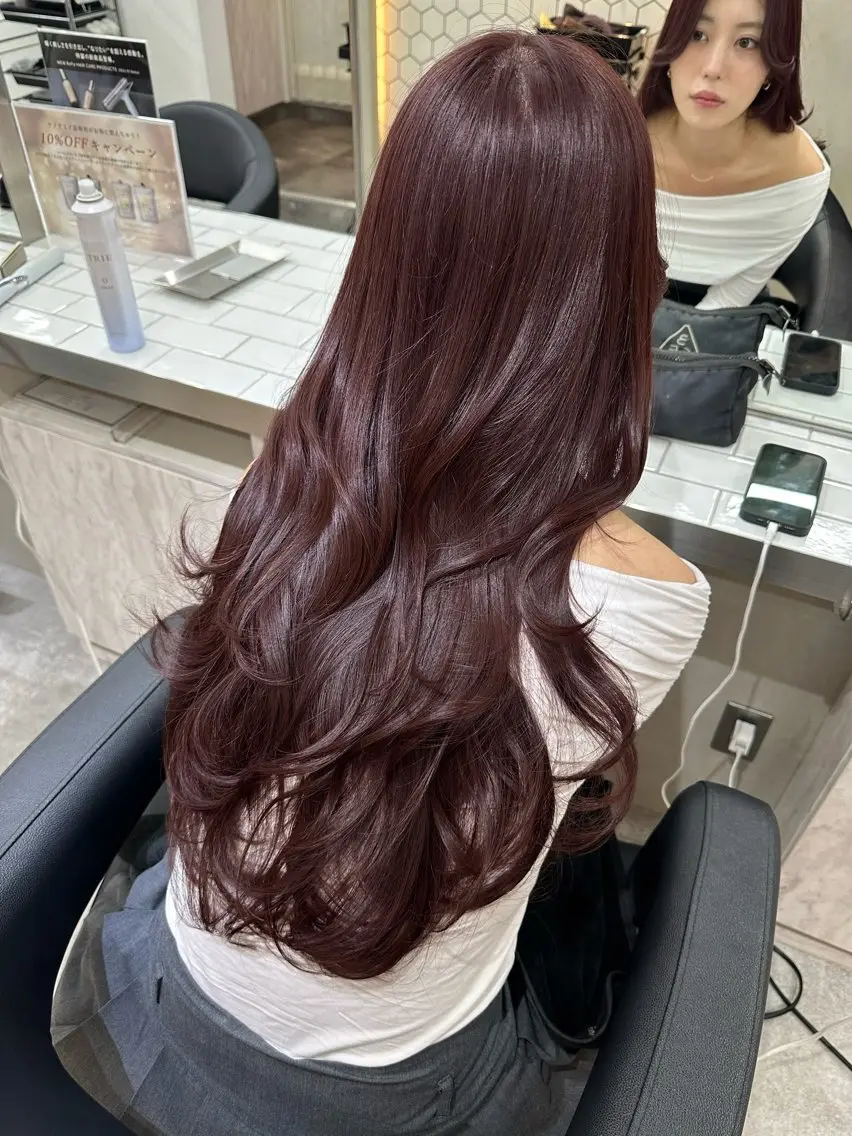 ロング カラー ミディアムレイヤー 添田晃基のヘアスタイル
