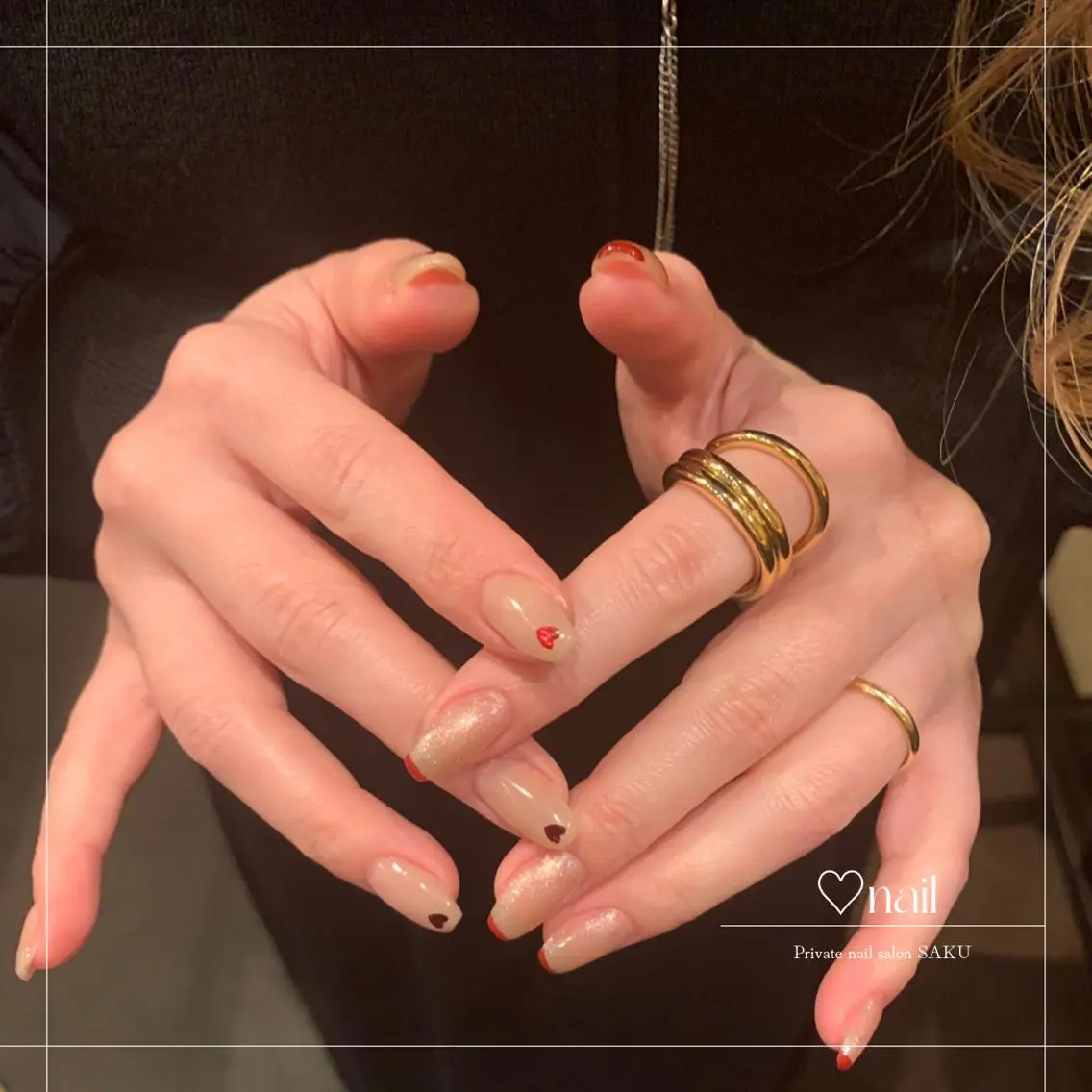 ネイル ハート バレンタイン ハンドネイル SAKU nail 作島茜のネイルデザイン