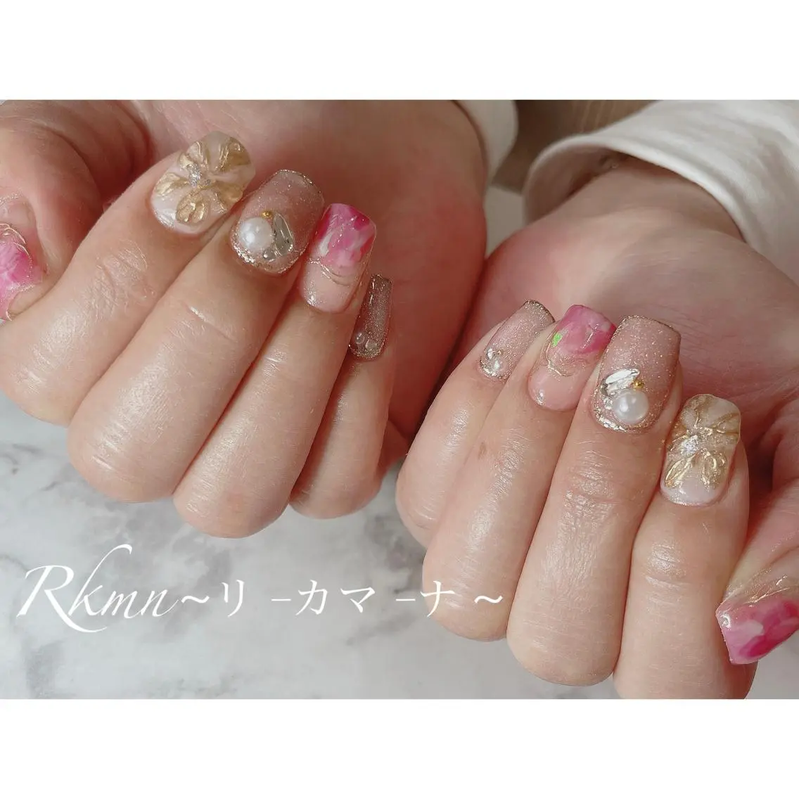 ネイル アートネイル フラワーネイル ラメ(グリッター) ミラーネイル ニュアンスネイル ハンドネイル フットネイル ハンドケア Rkmn ~リ-カマ-ナ~のネイルデザイン