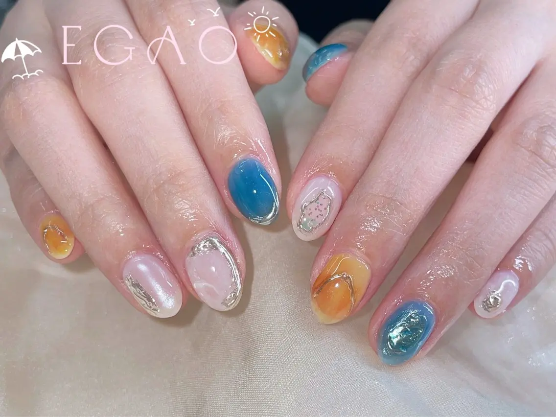 ネイル アートネイル フットネイル フレンチネイル ジェルネイル グラデーション ハンドネイル EGAO NAIL 錦糸町店のネイルデザイン