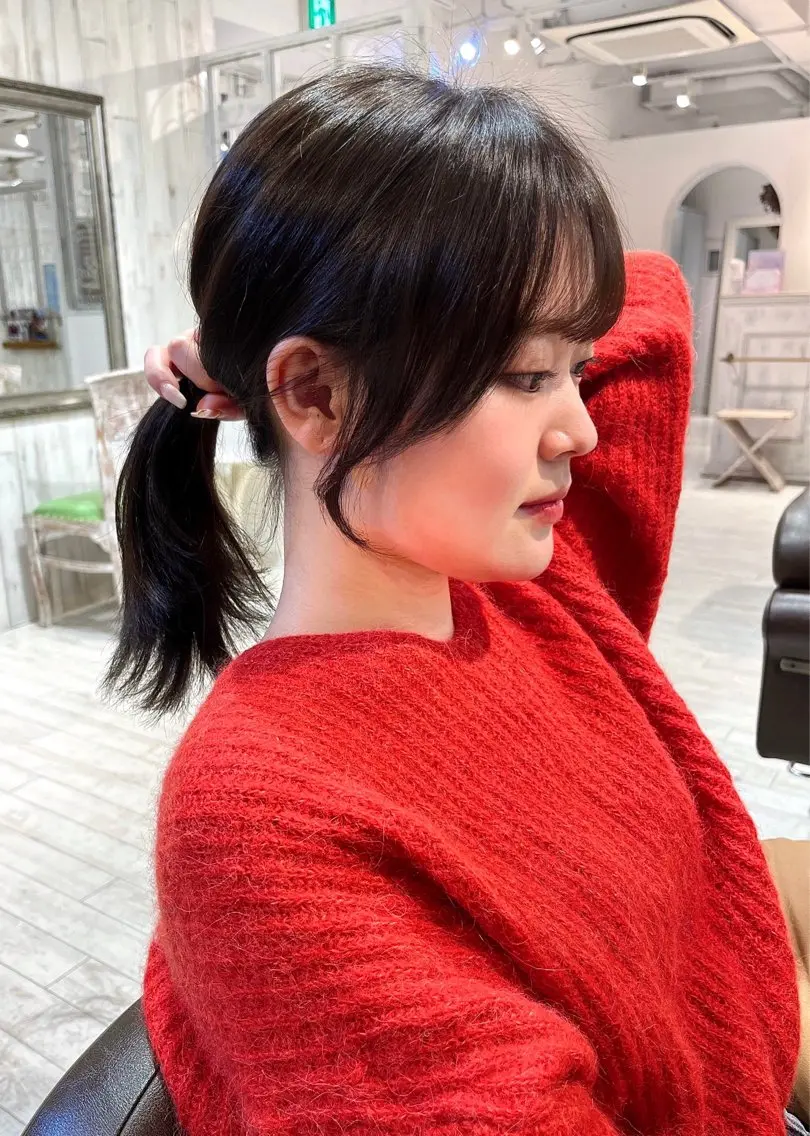 ミディアム カラー 顔まわりレイヤー 顔周りカット レイヤーカット カット ヘアカラー 【韓国ヘア×透明感 カラー】笹谷 莉未のヘアスタイル