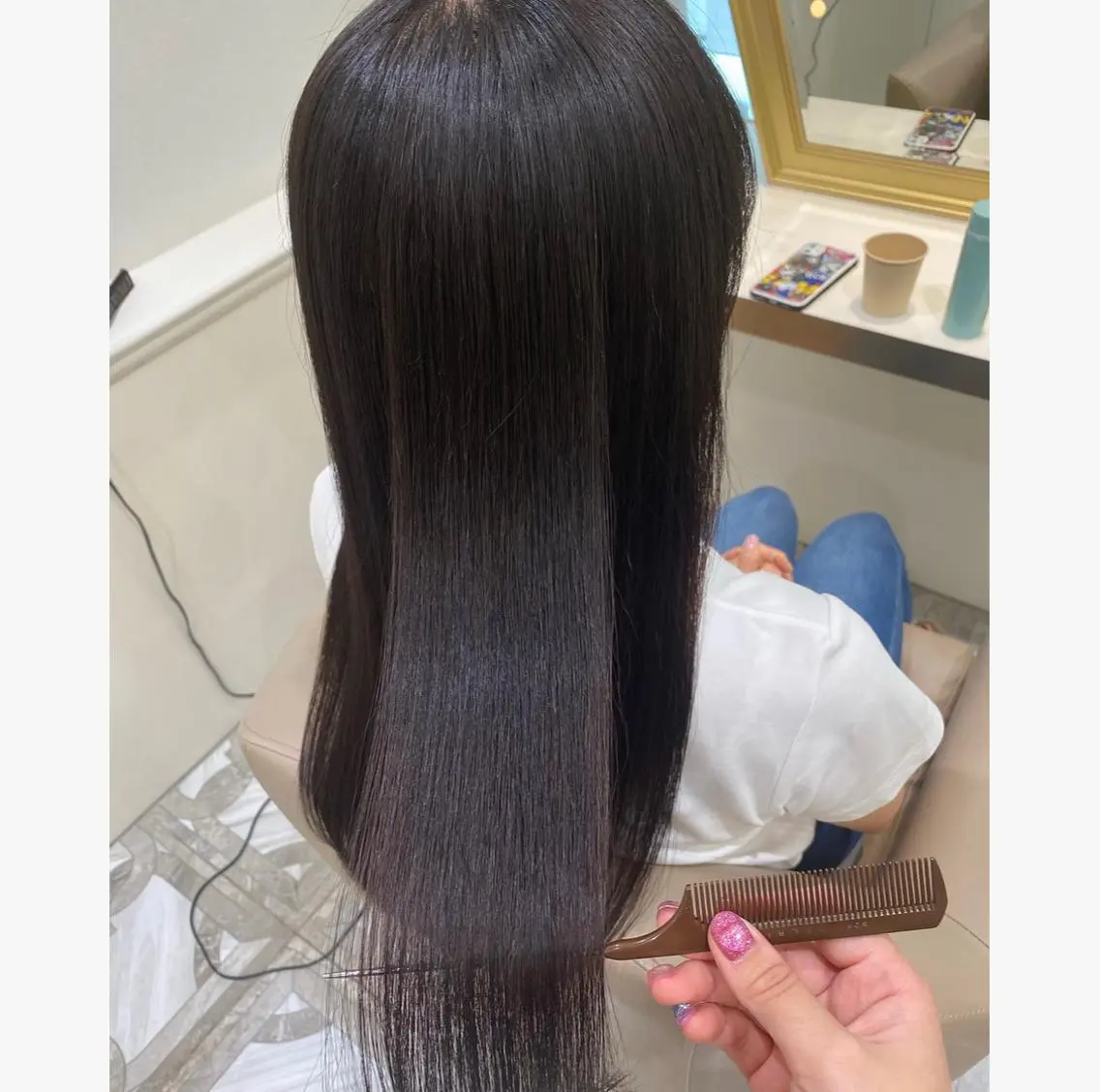 ロング パーマ カット 縮毛矯正 トリートメント 💙美髪救世主💙 関華蓮のヘアスタイル