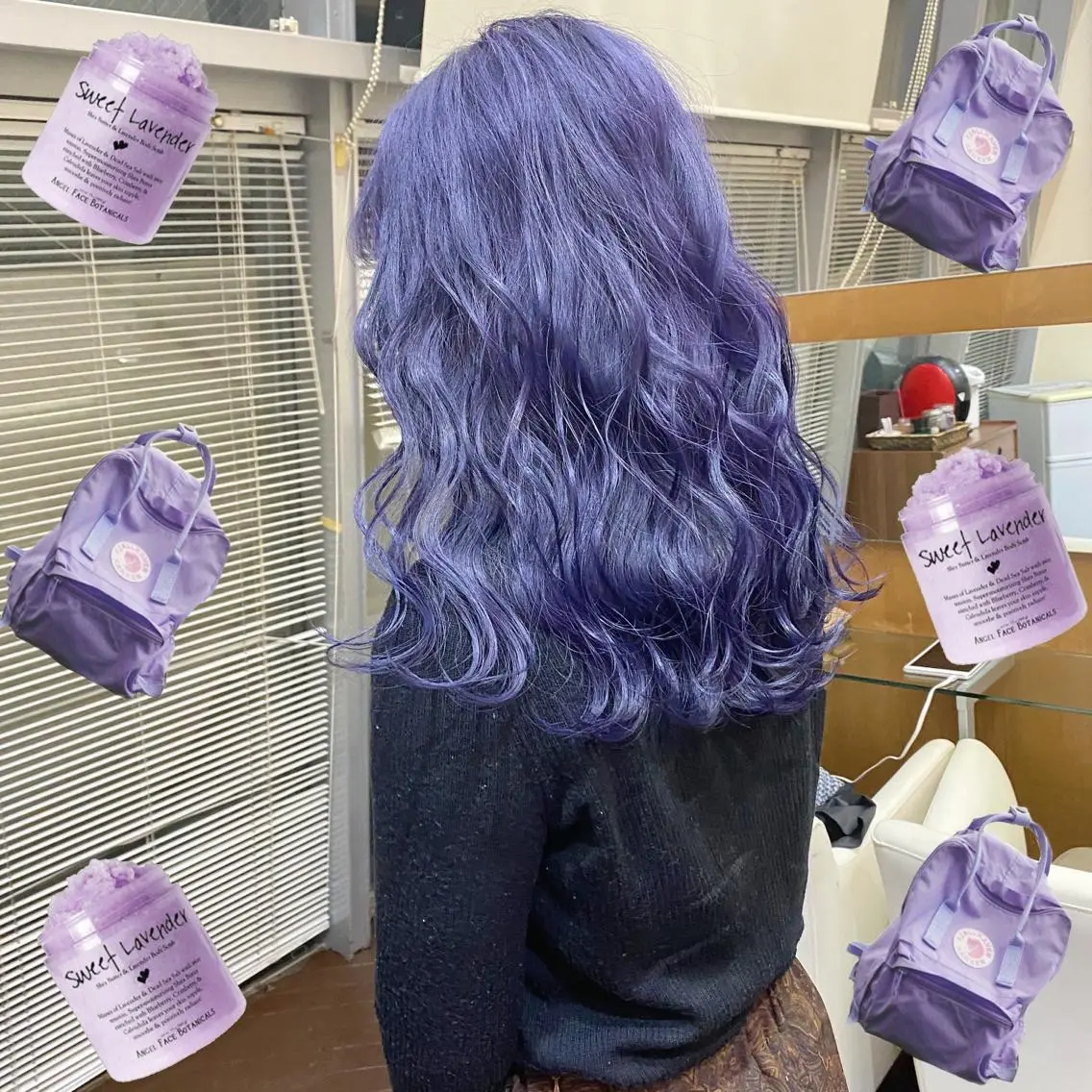 セミロング カラー アッシュ ラベンダーカラー ラベンダーアッシュ 色落ちまで可愛い🧚 心斎橋hikaruのヘアスタイル