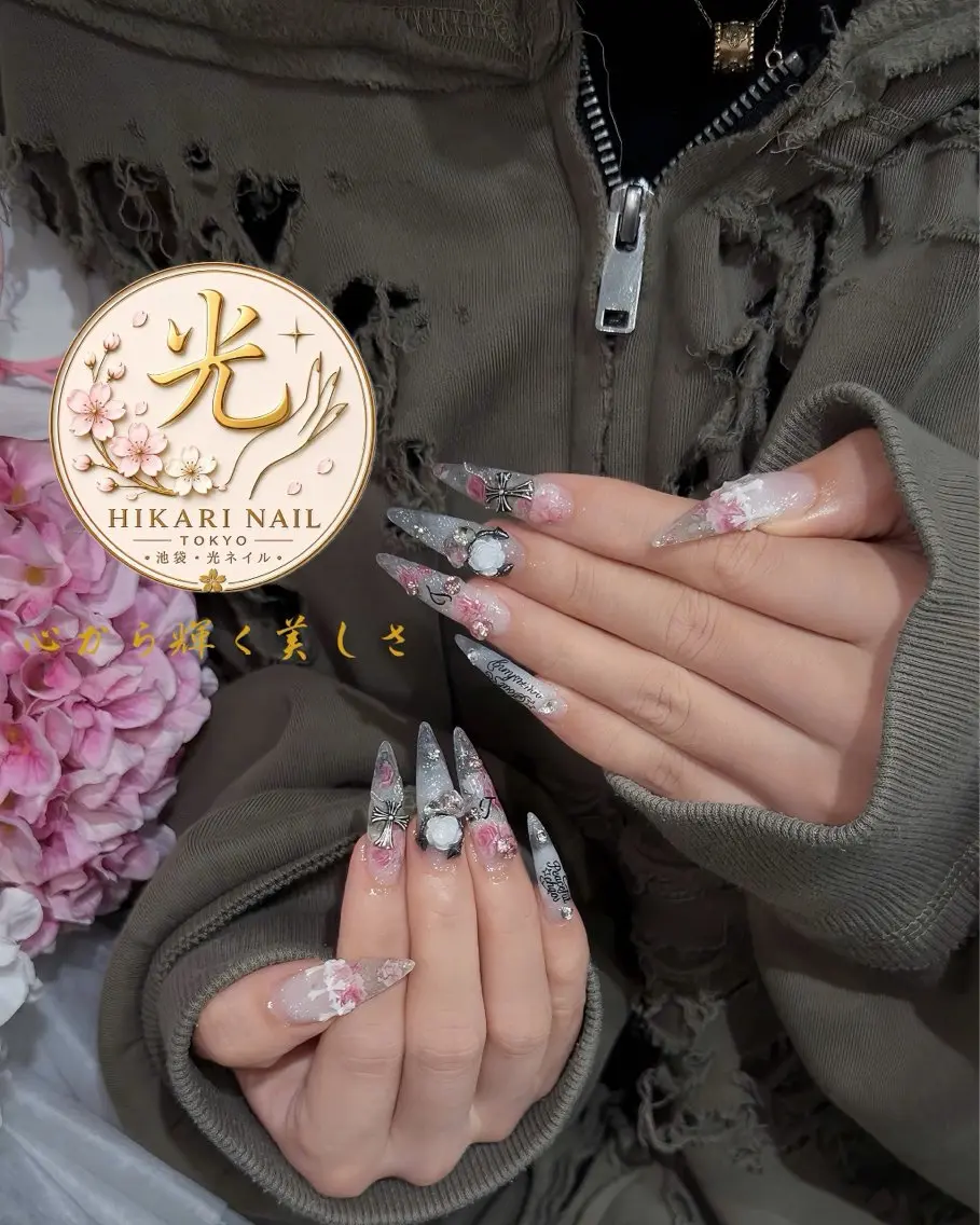 ネイル チークネイル 長さ出し フレンチネイル ガーリー ハロウィン ハンドネイル HikariNail Ikebukuroのネイルデザイン