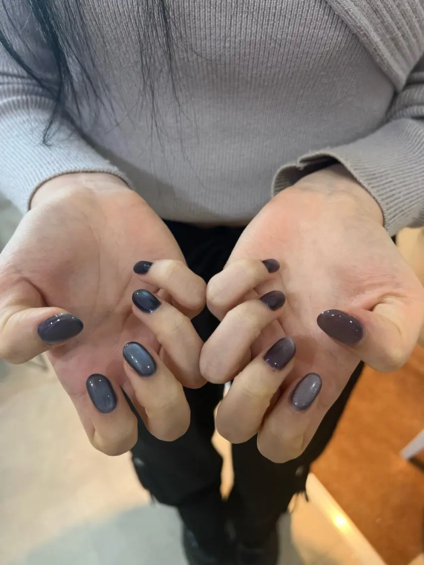 ネイル ブルー マグネットネイル ネイビー Free's nail Sakiのネイルデザイン