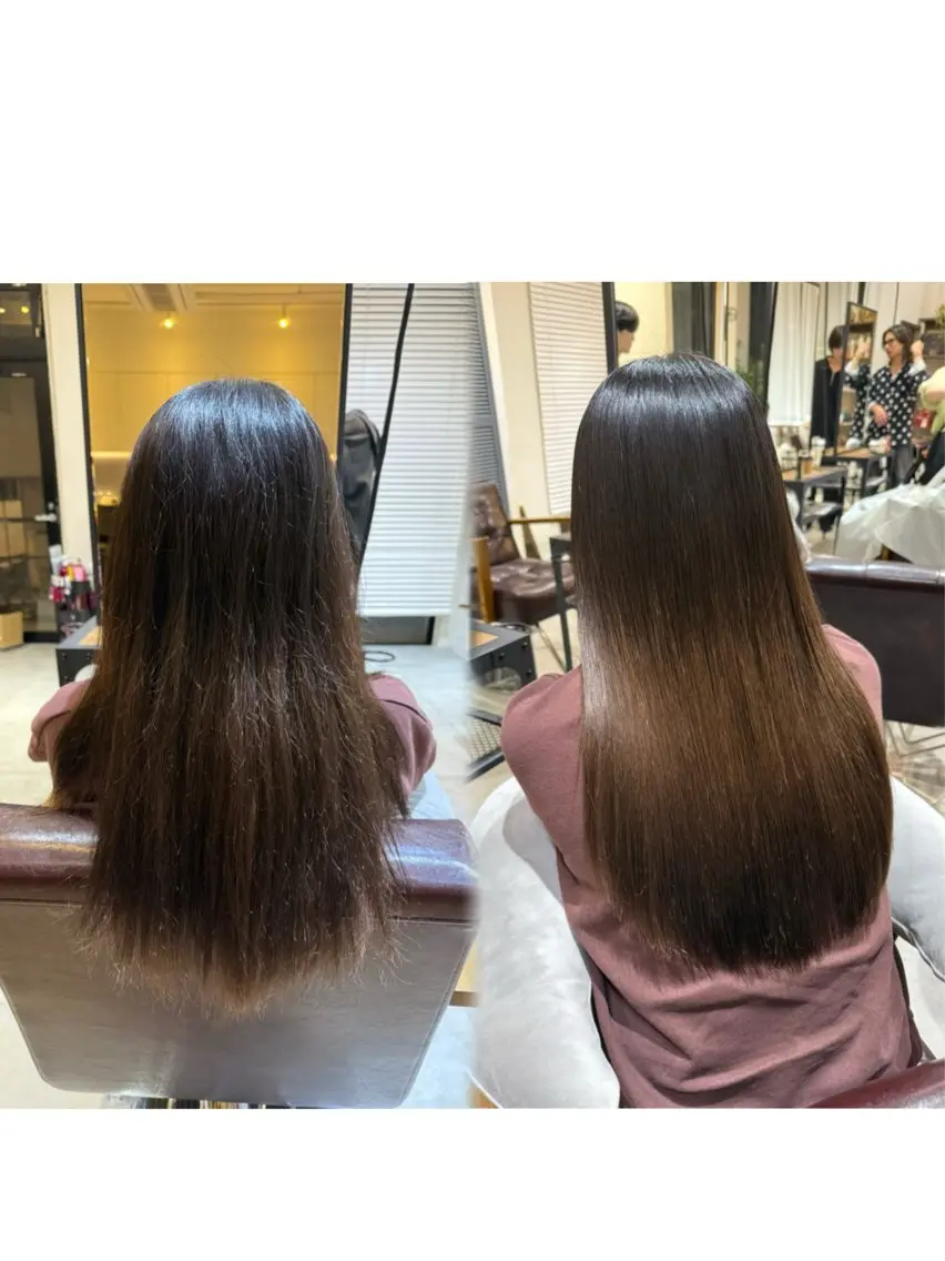 セミロング 縮毛矯正 トリートメント 🌻似合わせレイヤー ／骨格補正カット🍀のヘアスタイル
